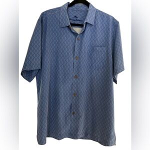 Tommy Bahama 100% Silk Men's Blue Button-Up Shirt Size XL EUC Business Casual
